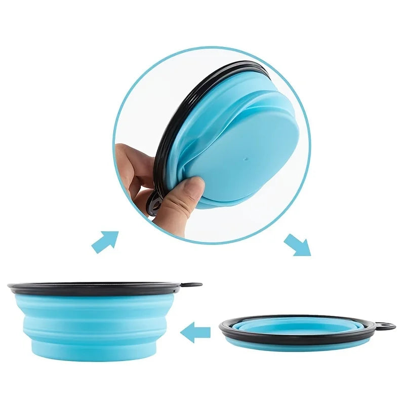 Collapsible travel bowl for dogs popped open ready to use for water or food
